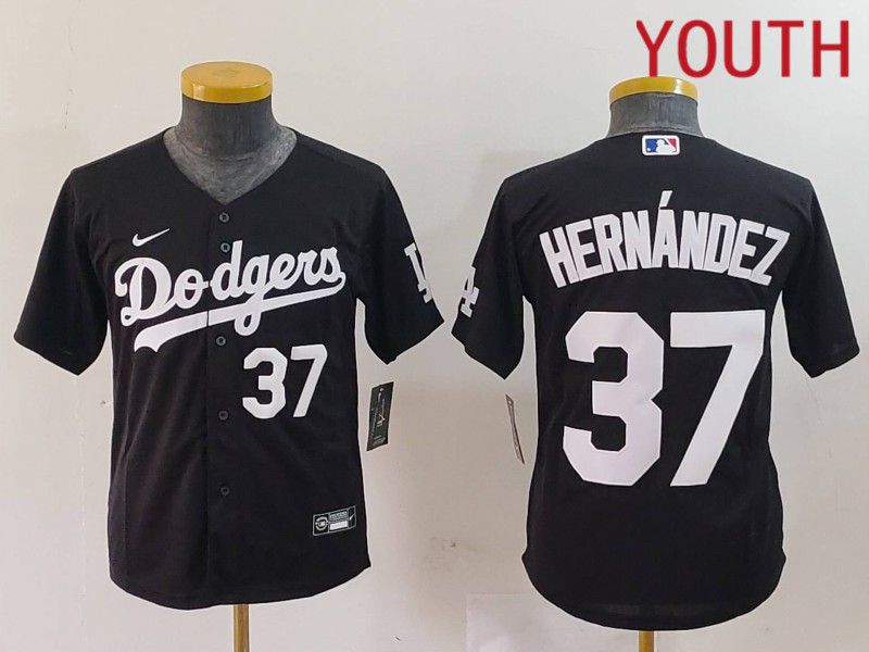 Youth Los Angeles Dodgers #37 Hernandez Black Nike Game 2024 MLB Jersey style 7243->women mlb jersey->Women Jersey